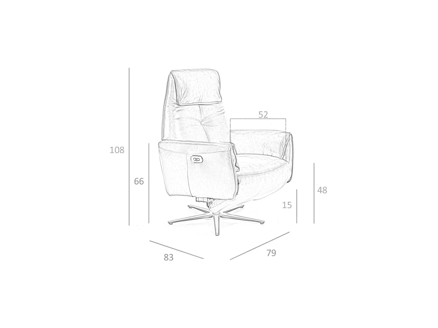 Drehsessel mit Relax-Mechanismus in sandfarbenem Leder  5086 ANGEL CERDA