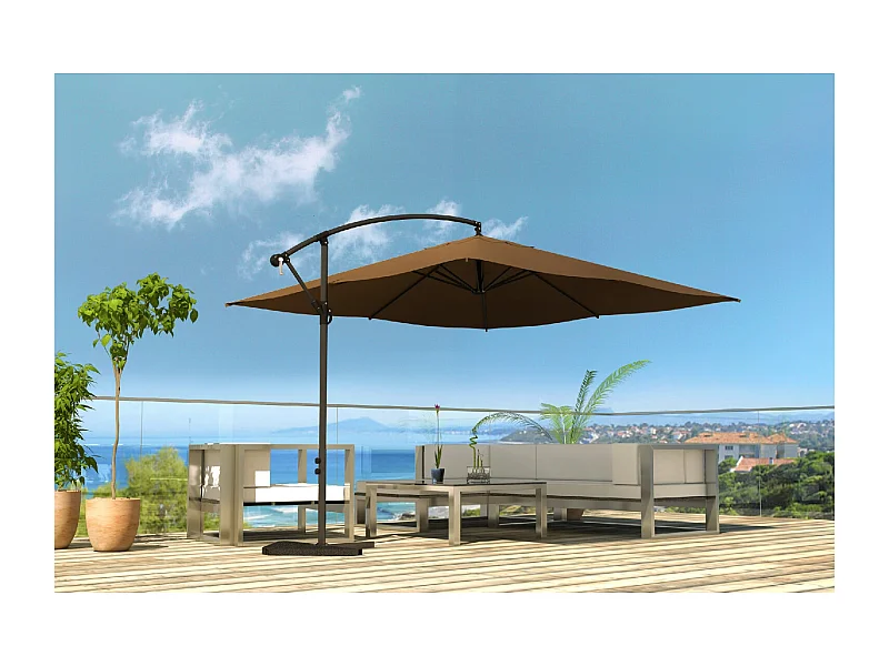 Verplaatste Vierkante Parasol 3x3m Chocolade Solenzara Aluminium Geverfd Antraciet