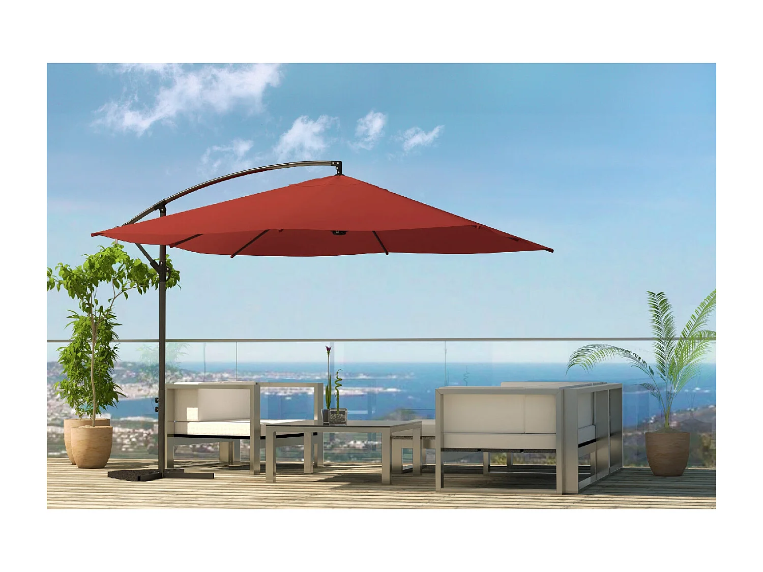 Parasol cuadrada terracota 3x3 metros SOLENZARA