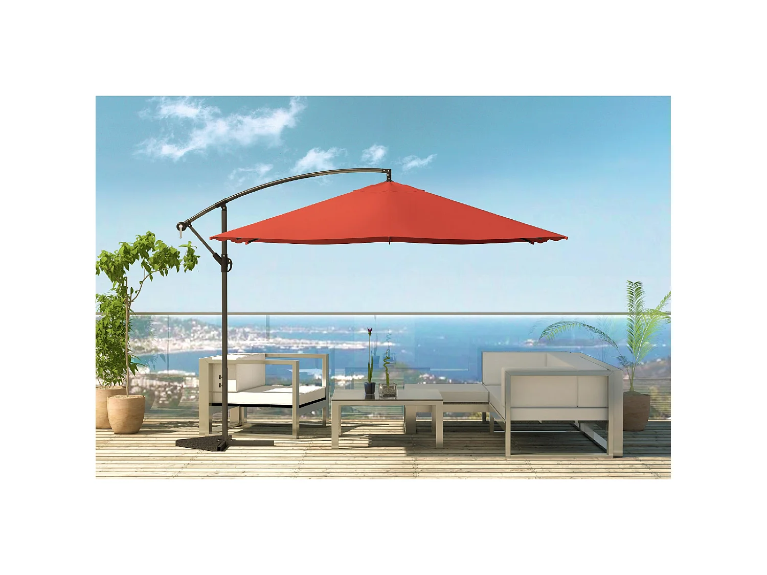 Parasol  terracotta déporté carré 3 x 3 m SOLENZARA