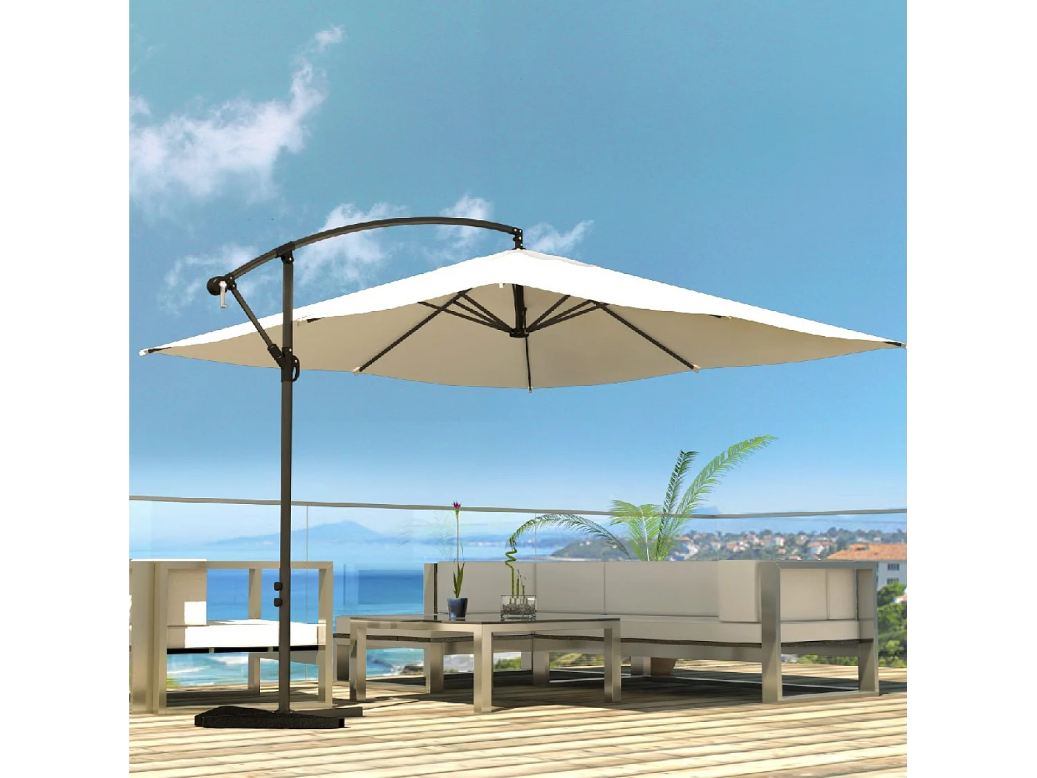 Parasol carré Solenzara écru 3x3mètres SOLENZARA