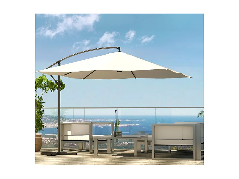 Vierkante parasol 3x3m beige kantelbaar met anti-retour zwengel - SOLENZARA