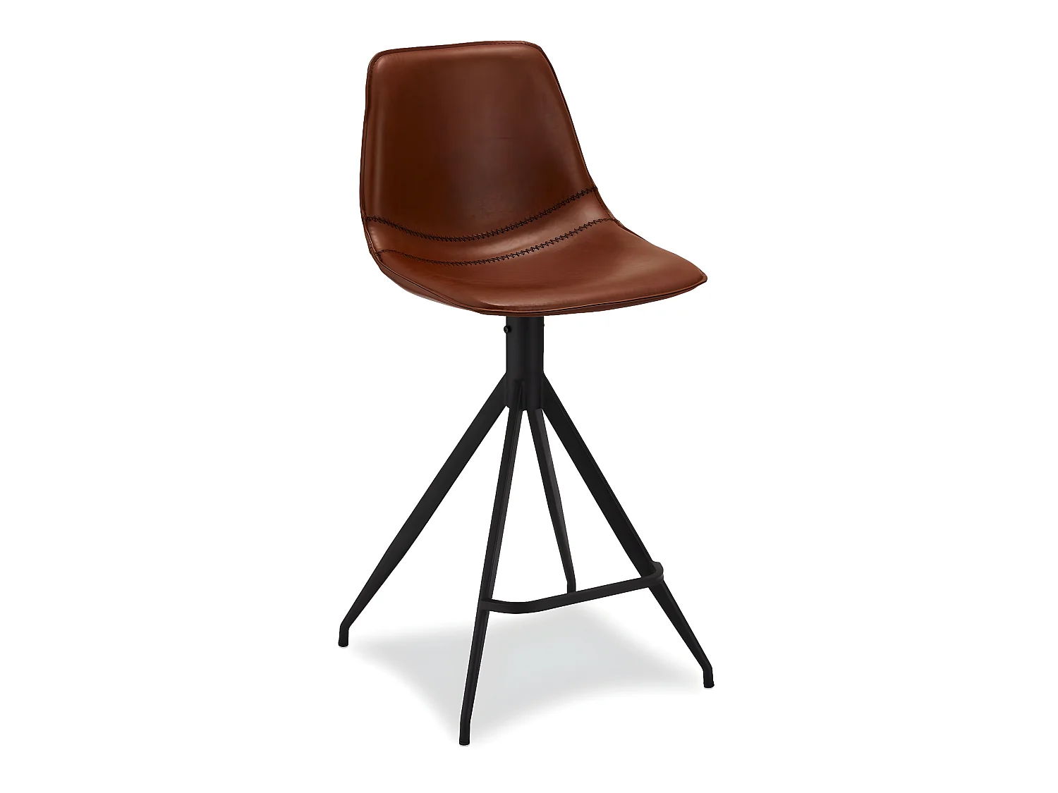 Lot de 2 tabourets de bar avec dossier et pivotant Isabel - Simili et métal - Marron