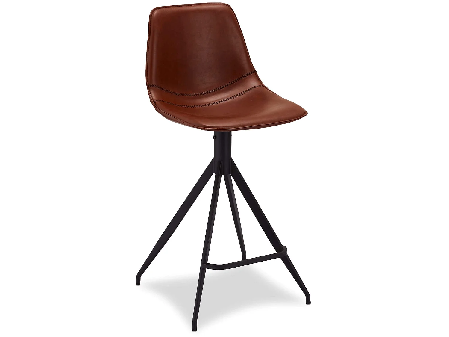 Lot de 2 tabourets de bar avec dossier et pivotant Isabel - Simili et métal - Marron