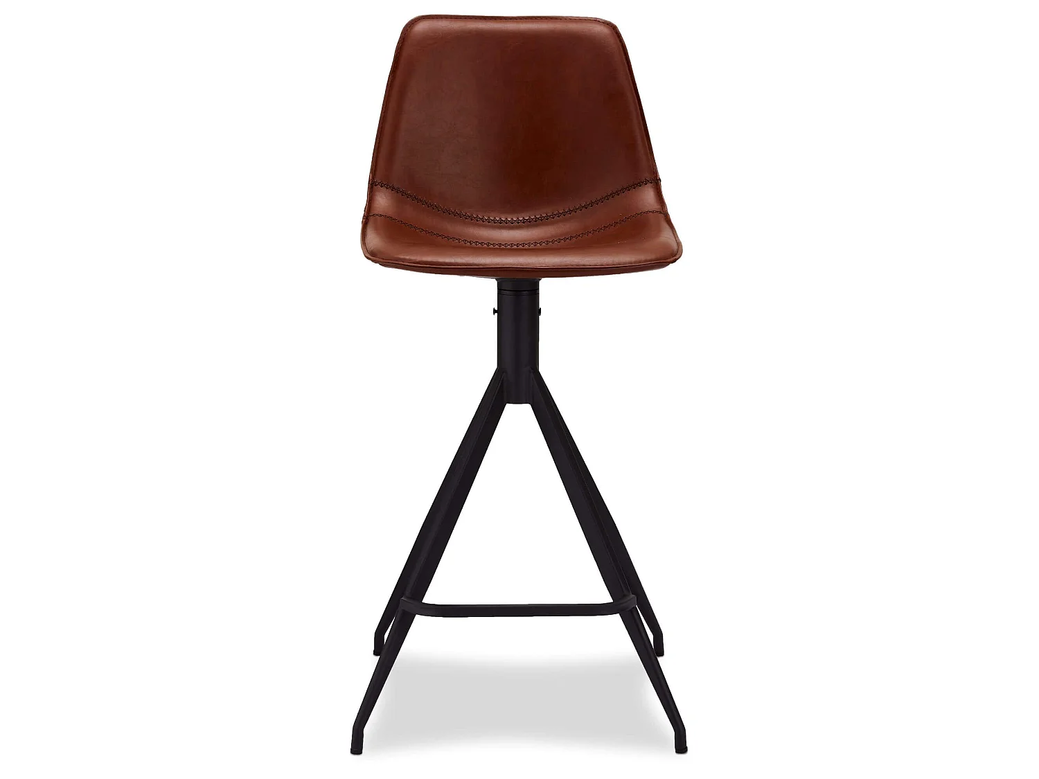 Lot de 2 tabourets de bar avec dossier et pivotant Isabel - Simili et métal - Marron