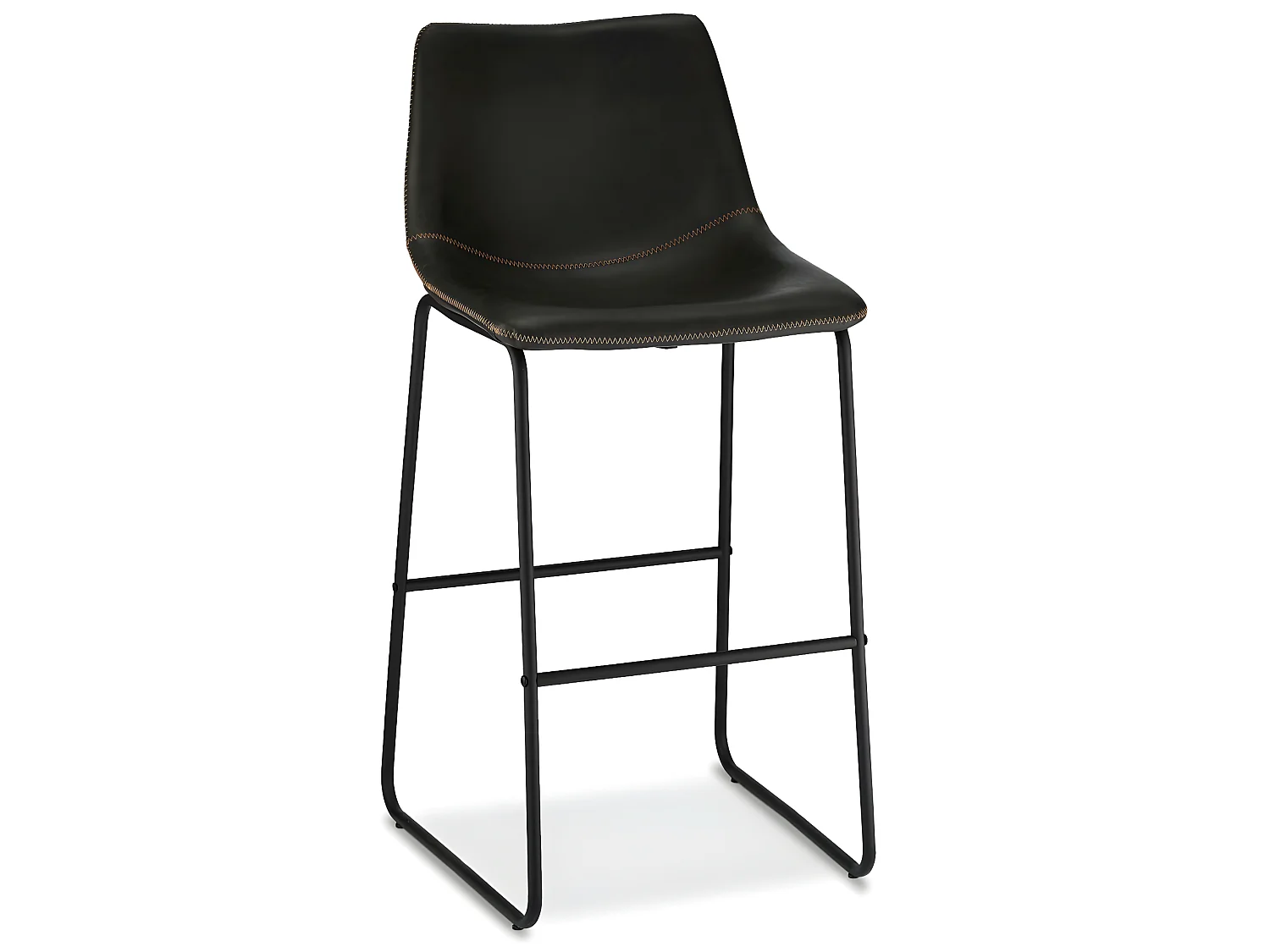 Lot de 2 tabourets de bar avec dossier Indiana - Simili et métal - Noir