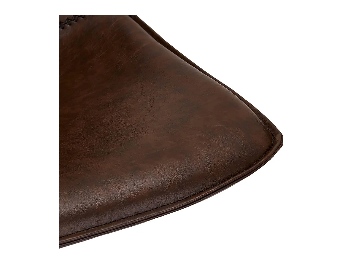 Set van 2 barkrukken Isabel - Met rugleuning - Kunstleer & metaal - Bruin