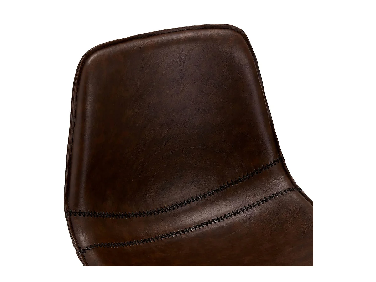 Set van 2 barkrukken Isabel - Met rugleuning - Kunstleer & metaal - Bruin