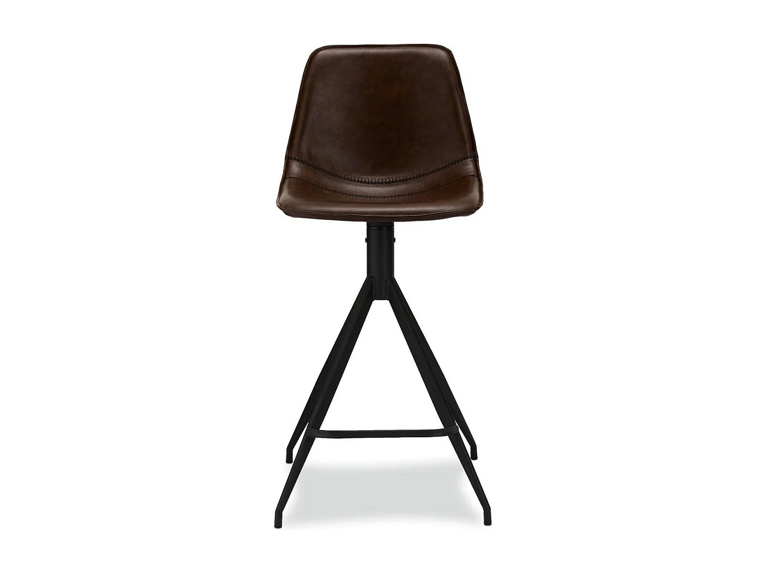 Set van 2 barkrukken Isabel - Met rugleuning - Kunstleer & metaal - Bruin