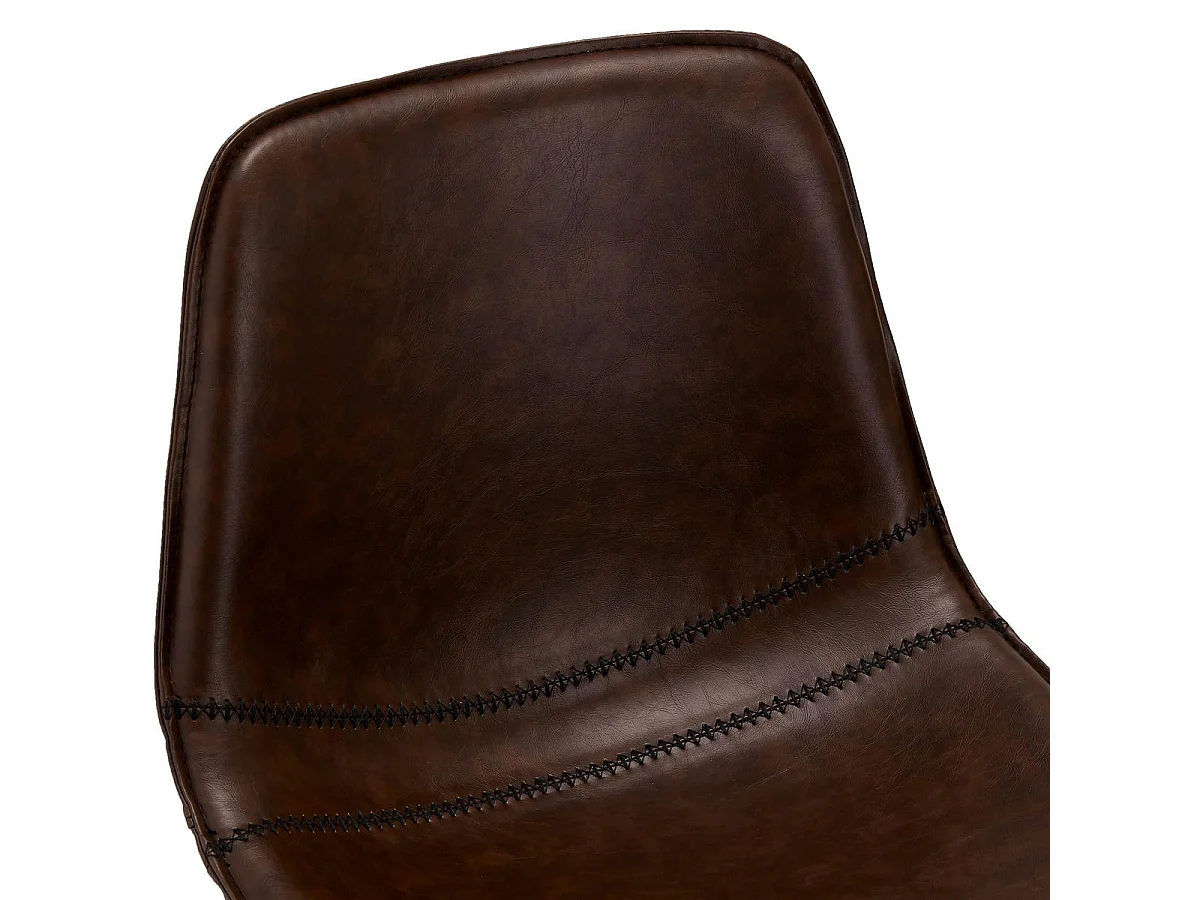 Set van 2 barkrukken Isabel - Met rugleuning - Kunstleer & metaal - Bruin