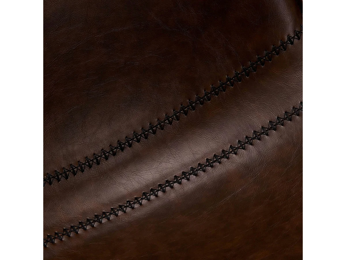 Set van 2 barkrukken Isabel - Met rugleuning - Kunstleer & metaal - Bruin