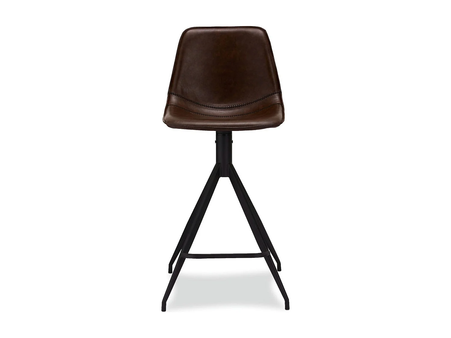 Lot de 2 tabourets de bar avec dossier et pivotant Isabel - Simili et métal - Marron