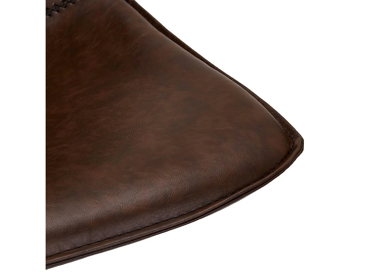 Lot de 2 tabourets de bar avec dossier et pivotant Isabel - Simili et métal - Marron