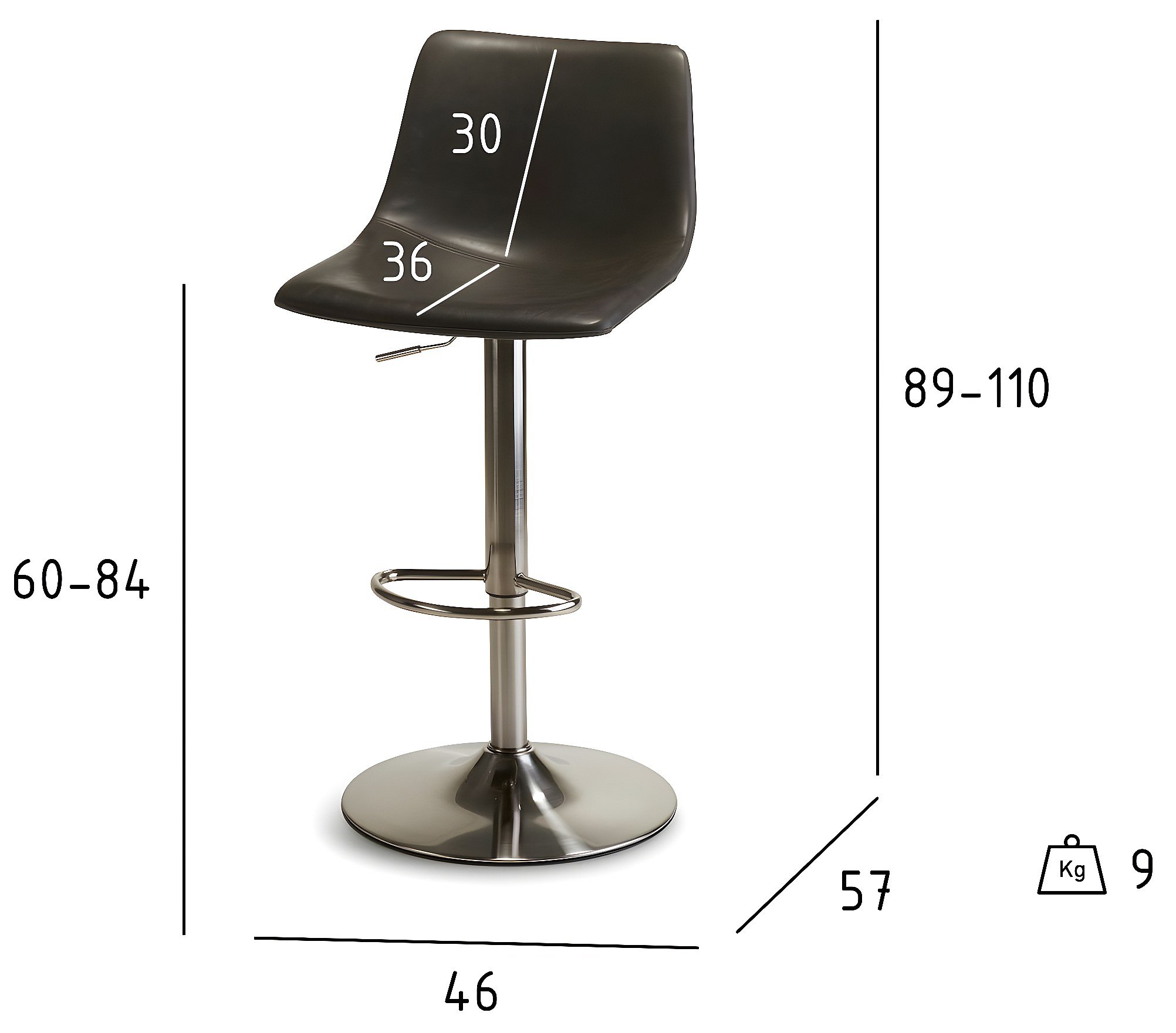 Lot de 2 Tabourets de bar - Similicuir & Métal - Orange - Dyn V2