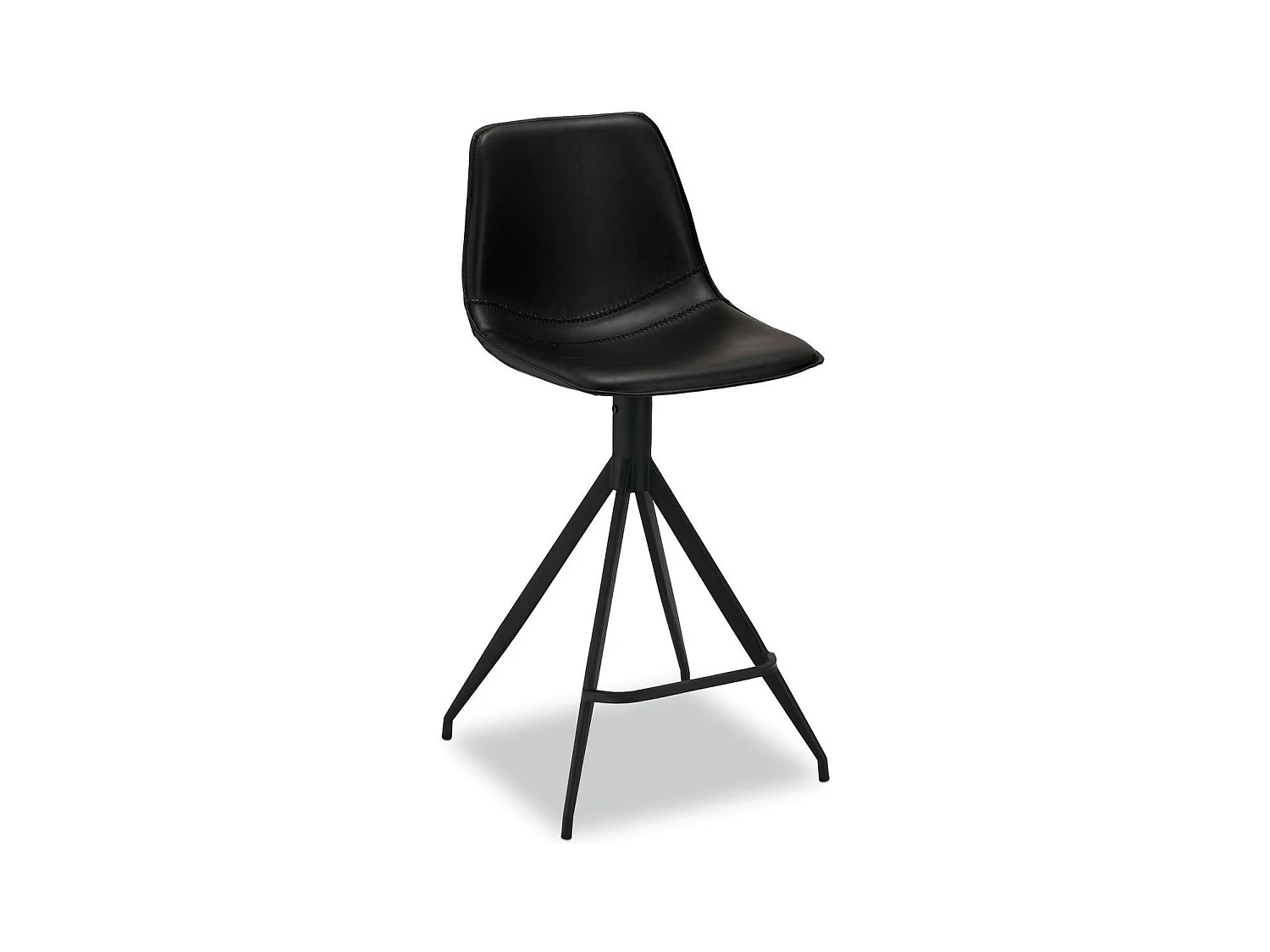 Lot de 2 tabourets de bar avec dossier et pivotant Isabel - Simili et métal - Noir