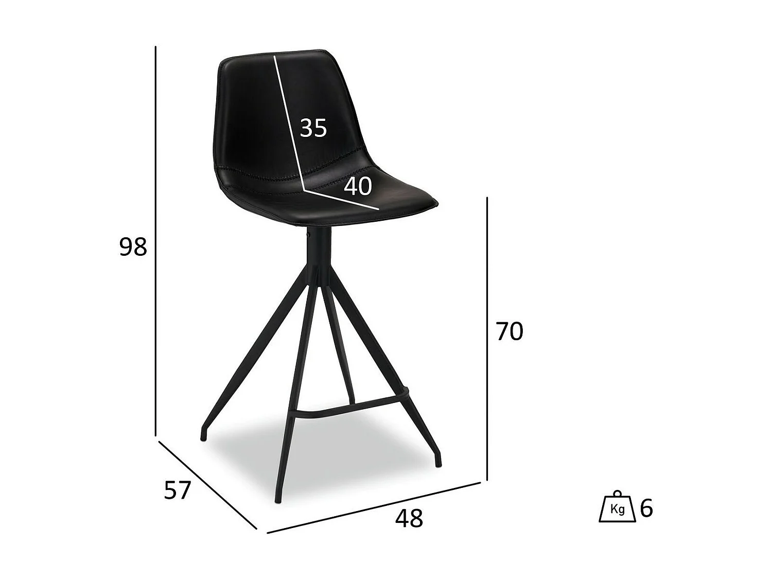 Lotto di 2 sgabelli da bar girevole Isabel - Similpelle e Metallo - Nero