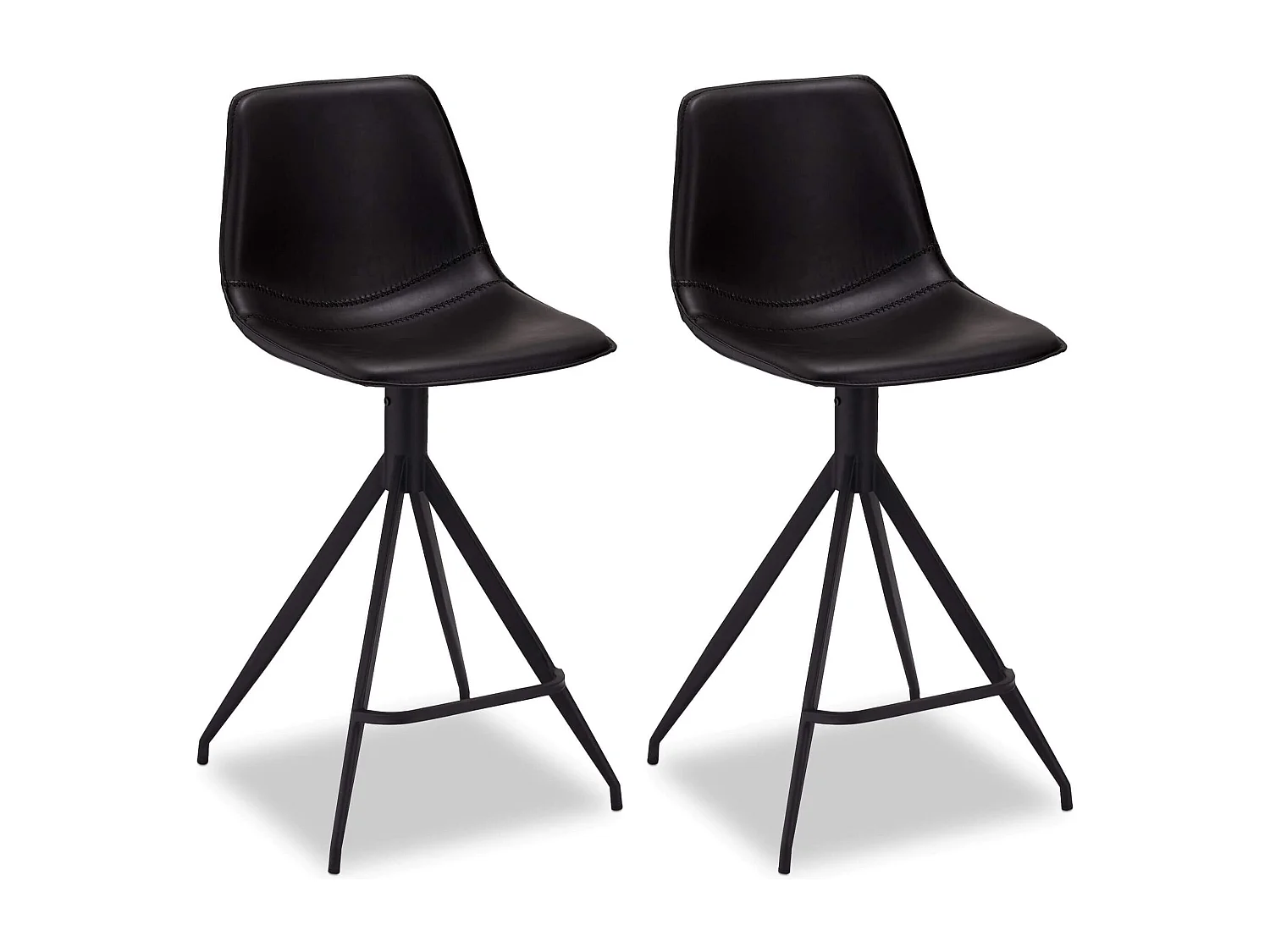 Lot de 2 tabourets de bar avec dossier et pivotant Isabel - Simili et métal - Noir