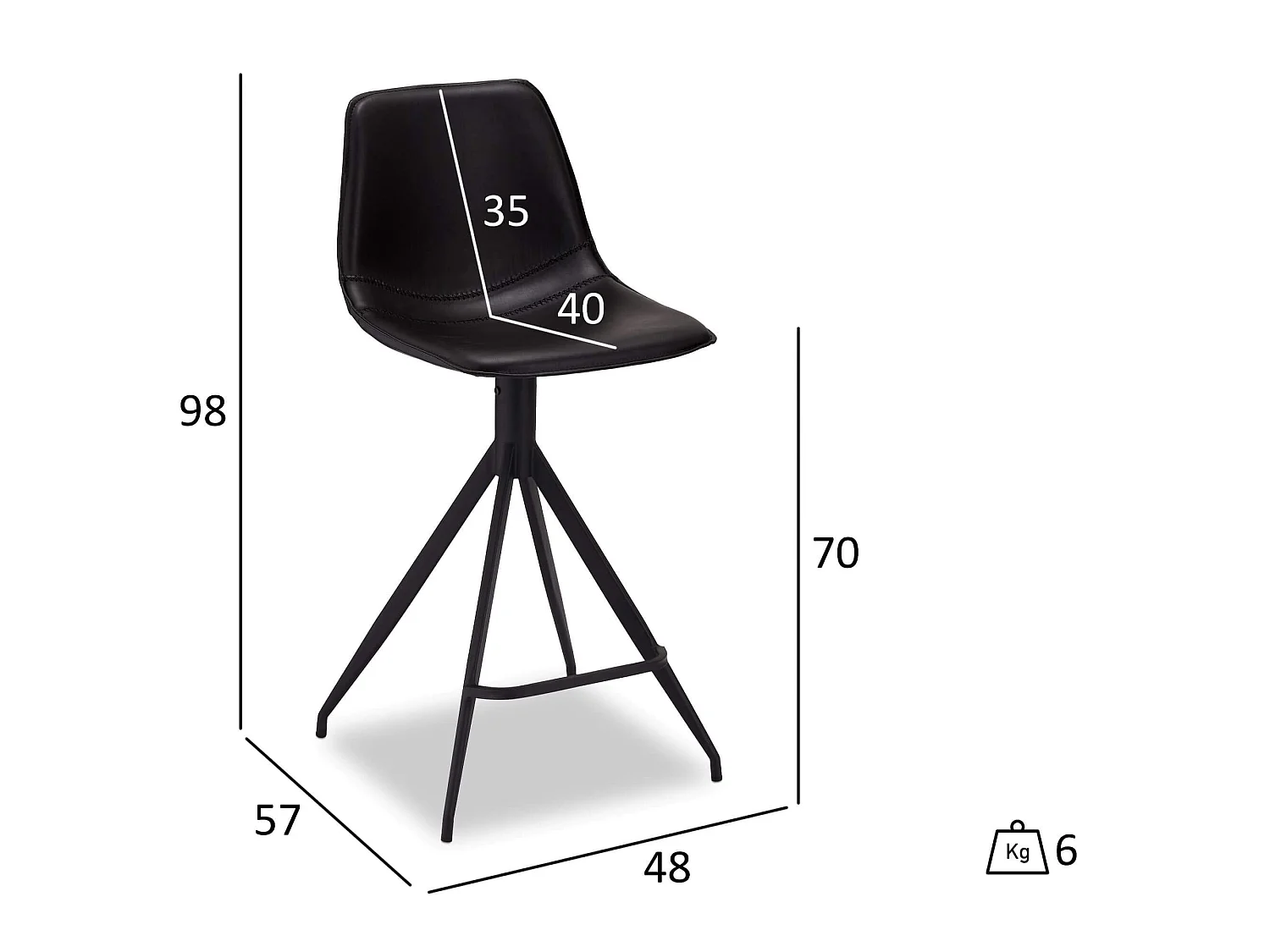 Juego de 2 taburetes de bar pivotantes Isabel - Piel sintética y metal - Negro