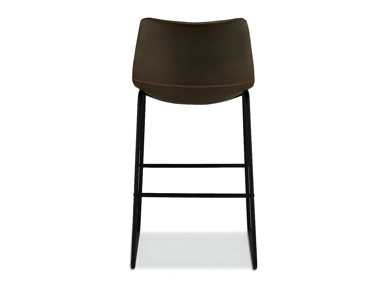 Lot de 2 tabourets de bar avec dossier Indiana - Simili et métal - Marron