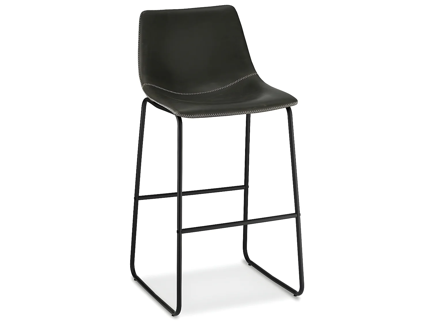 Lot de 2 tabourets de bar avec dossier Indiana - Simili et métal - Gris