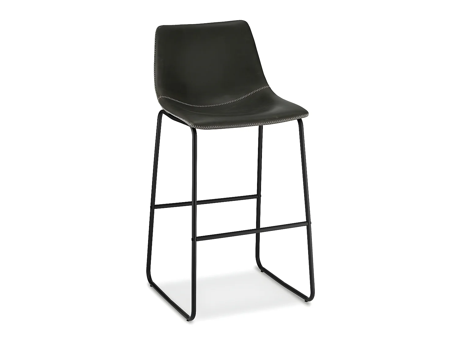Lot de 2 tabourets de bar avec dossier Indiana - Simili et métal - Gris