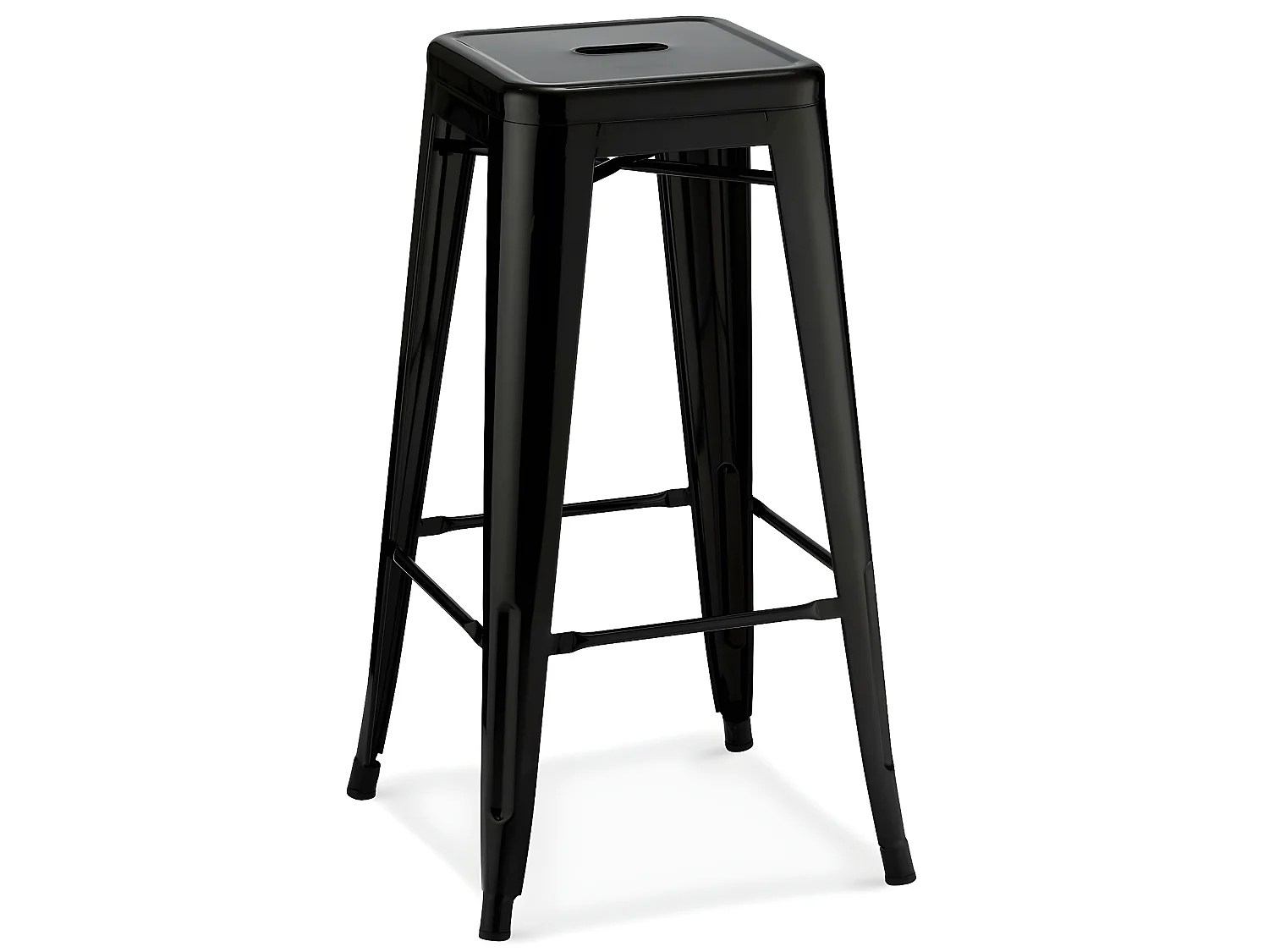 Lot de 4 tabourets de bar sans dossier et empilable Korona - et métal - Noir