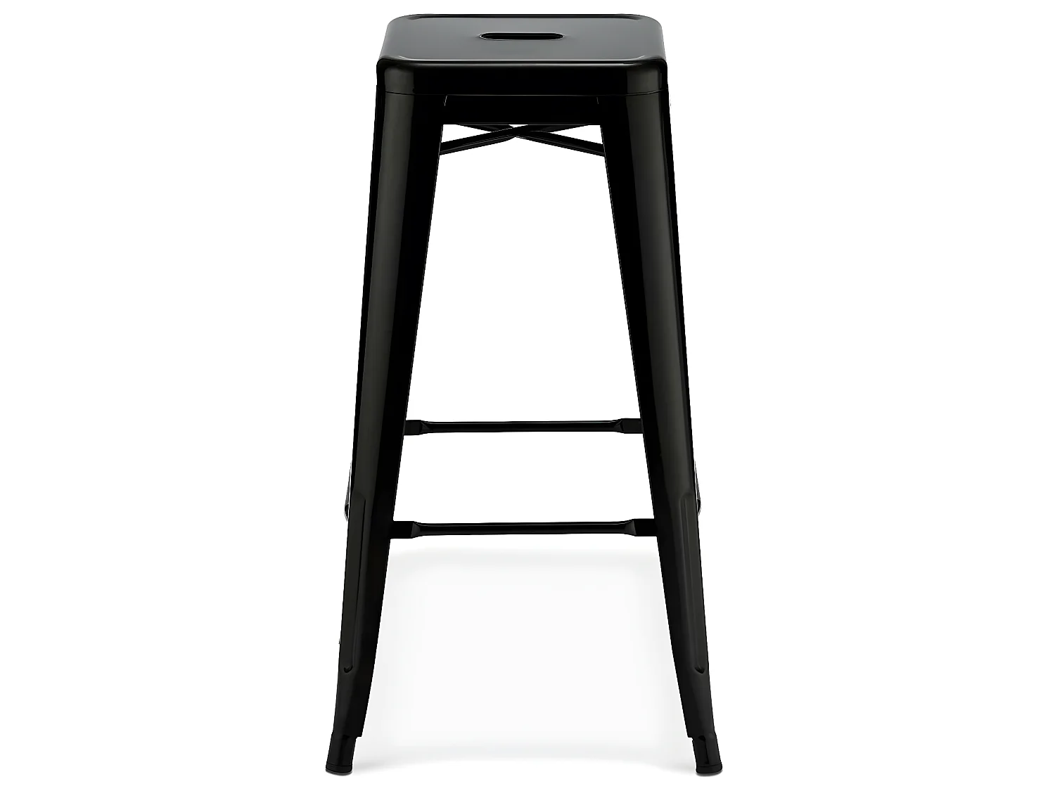 Lot de 4 tabourets de bar sans dossier et empilable Korona - et métal - Noir