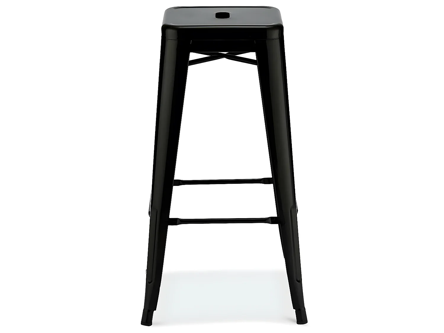 Lot de 4 tabourets de bar sans dossier et empilable Korona - et métal - Noir