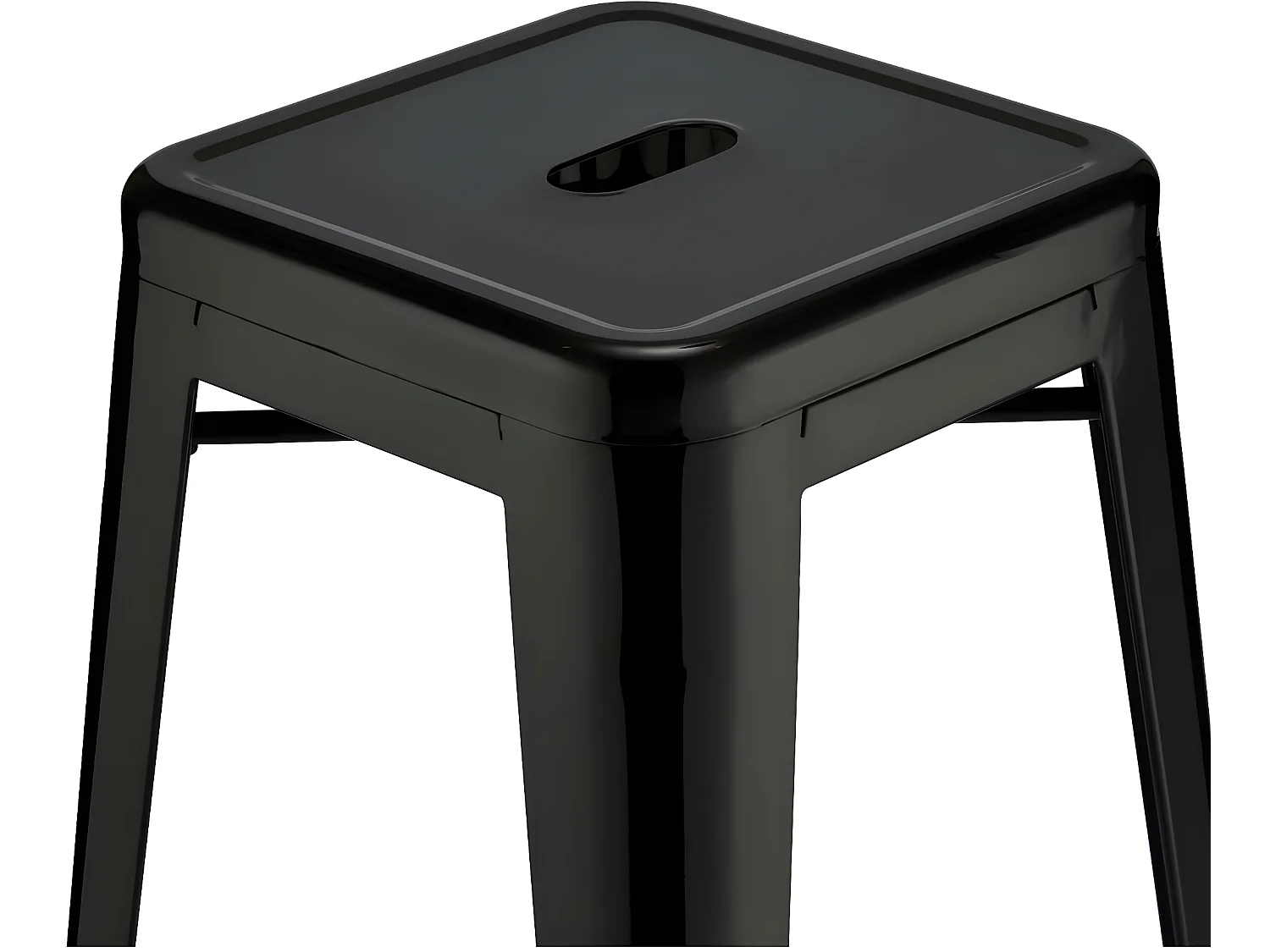 Lot de 4 tabourets de bar sans dossier et empilable Korona - et métal - Noir