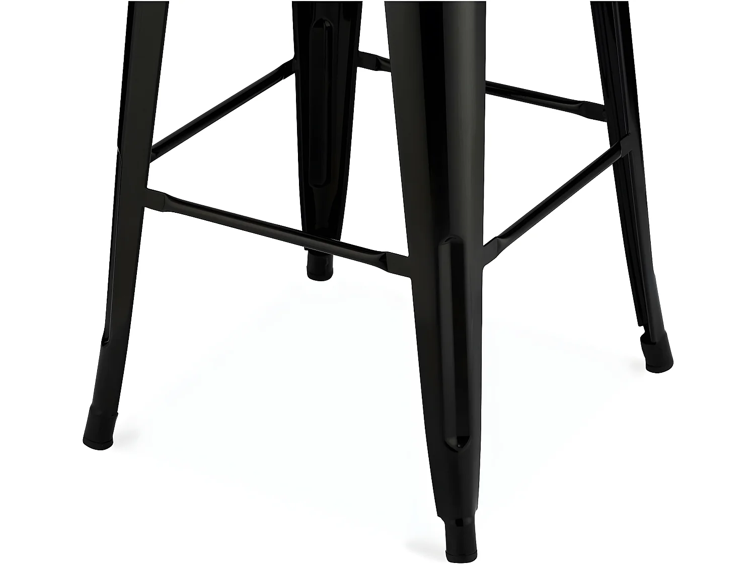 Lot de 4 tabourets de bar sans dossier et empilable Korona - et métal - Noir