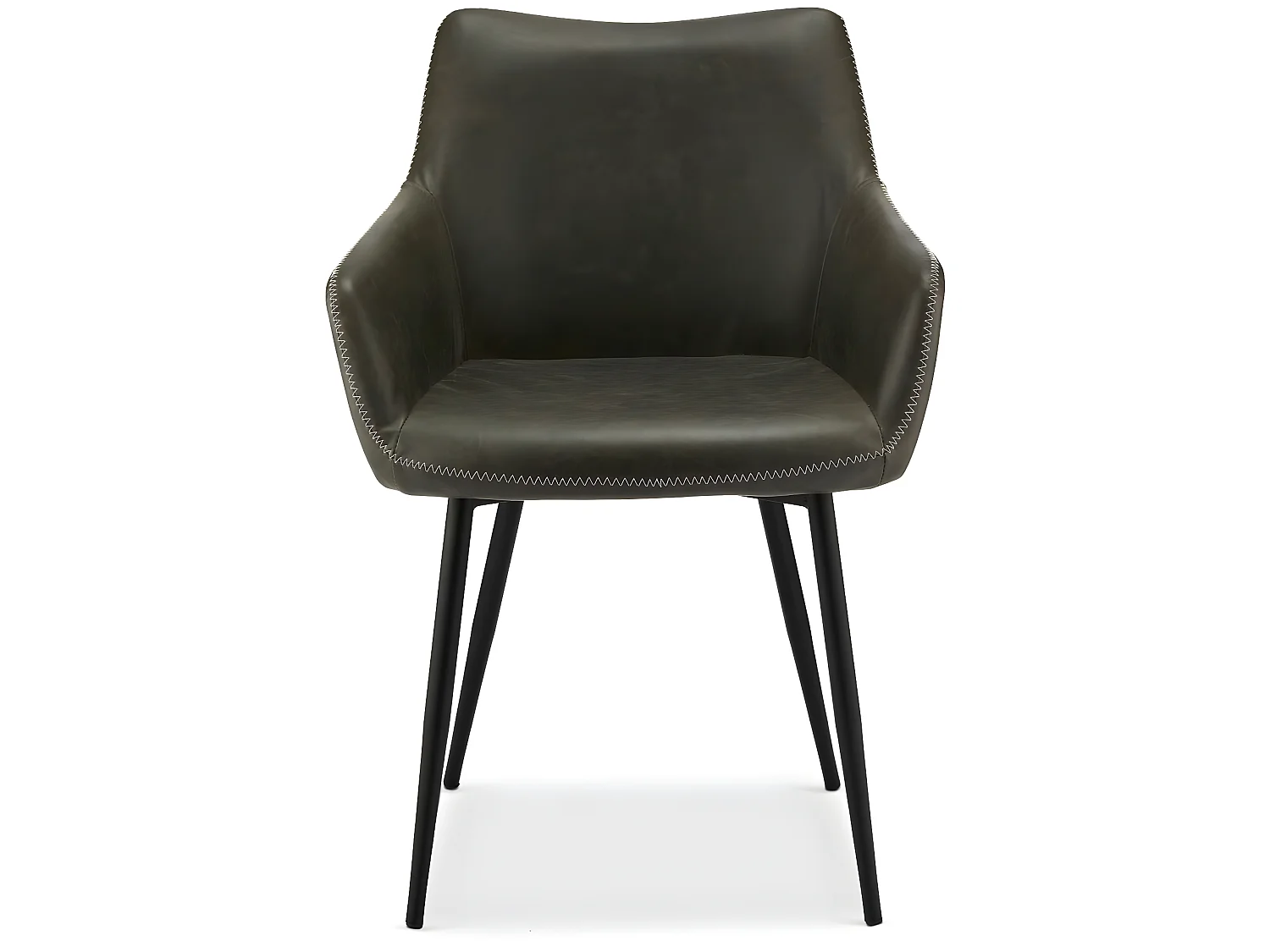 Lot de 2 chaises avec accoudoirs Maria - Simili et métal - Gris