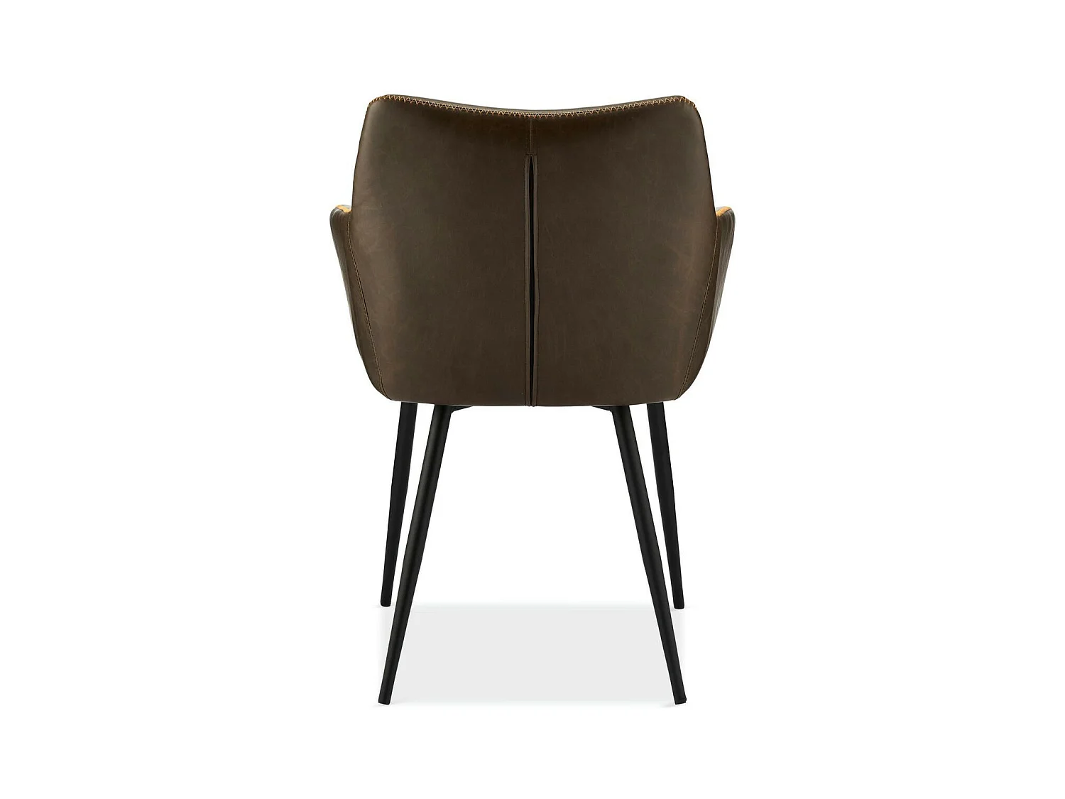 Lotto di 2 sedie con braccioli Maria - Similpelle e Metallo - Marrone