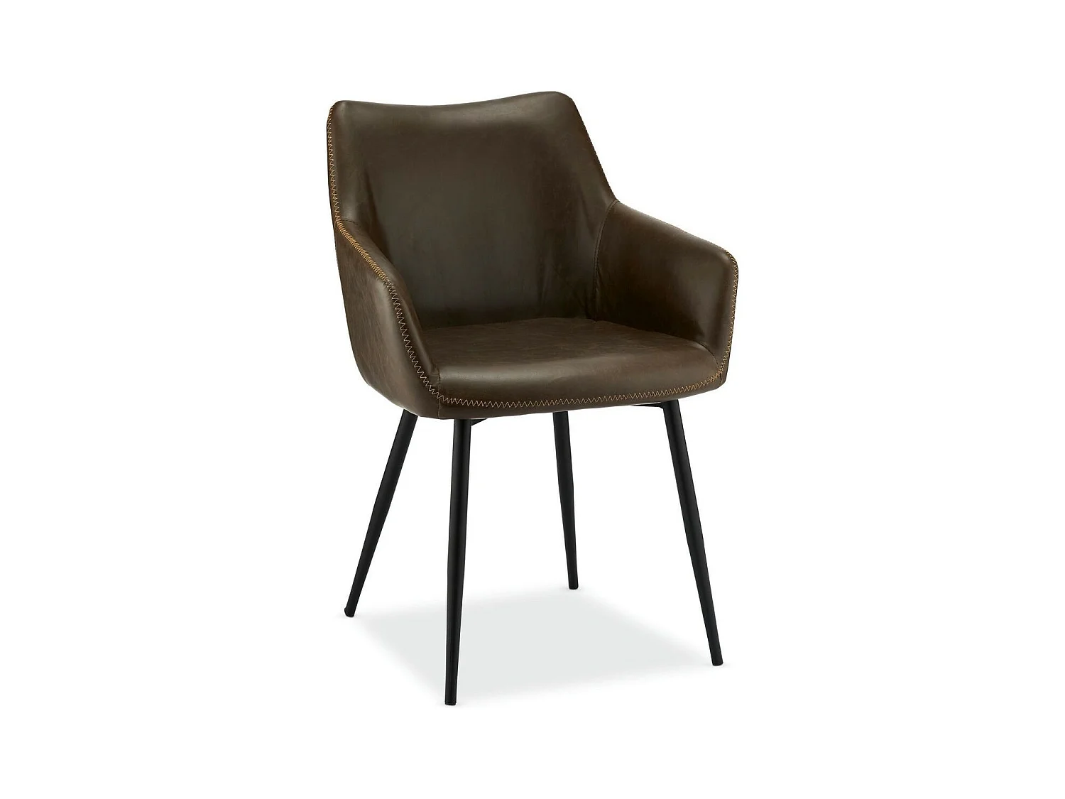 Lot de 2 chaises avec accoudoirs Maria - Simili et métal - Marron