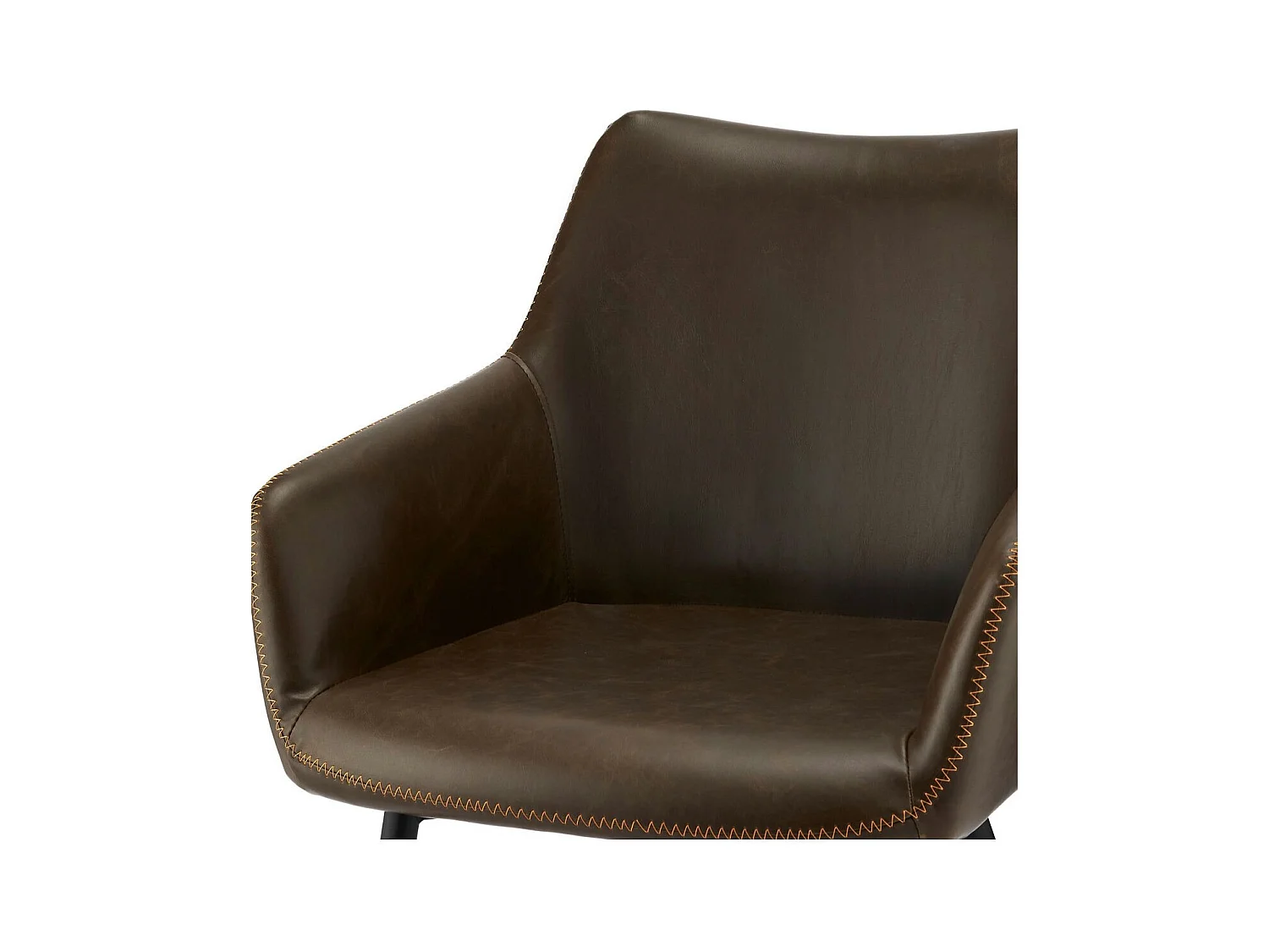 Esszimmerstuhl mit Armlehnen 2er Set Maria - Kunstleder & Metall - Braun