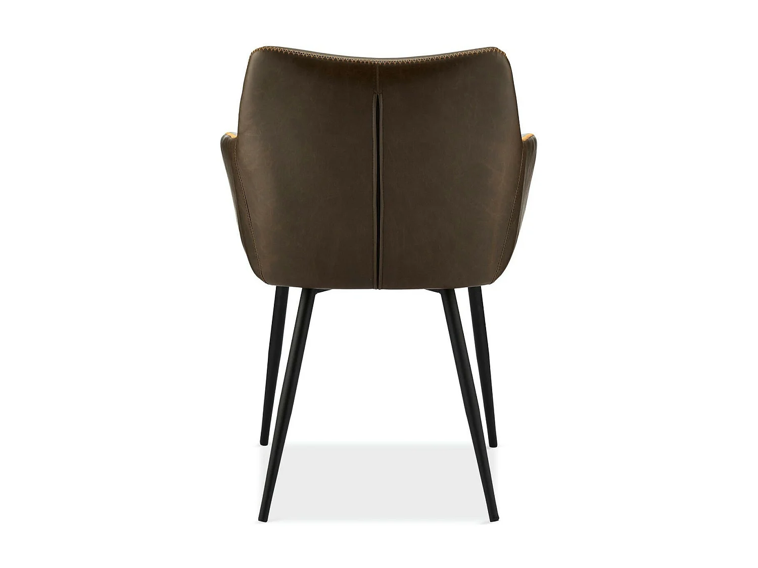 Lotto di 2 sedie con braccioli Maria - Similpelle e Metallo - Marrone