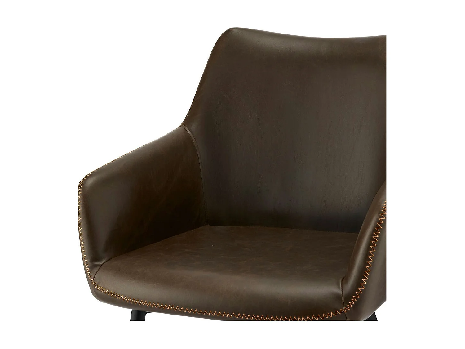 Lotto di 2 sedie con braccioli Maria - Similpelle e Metallo - Marrone