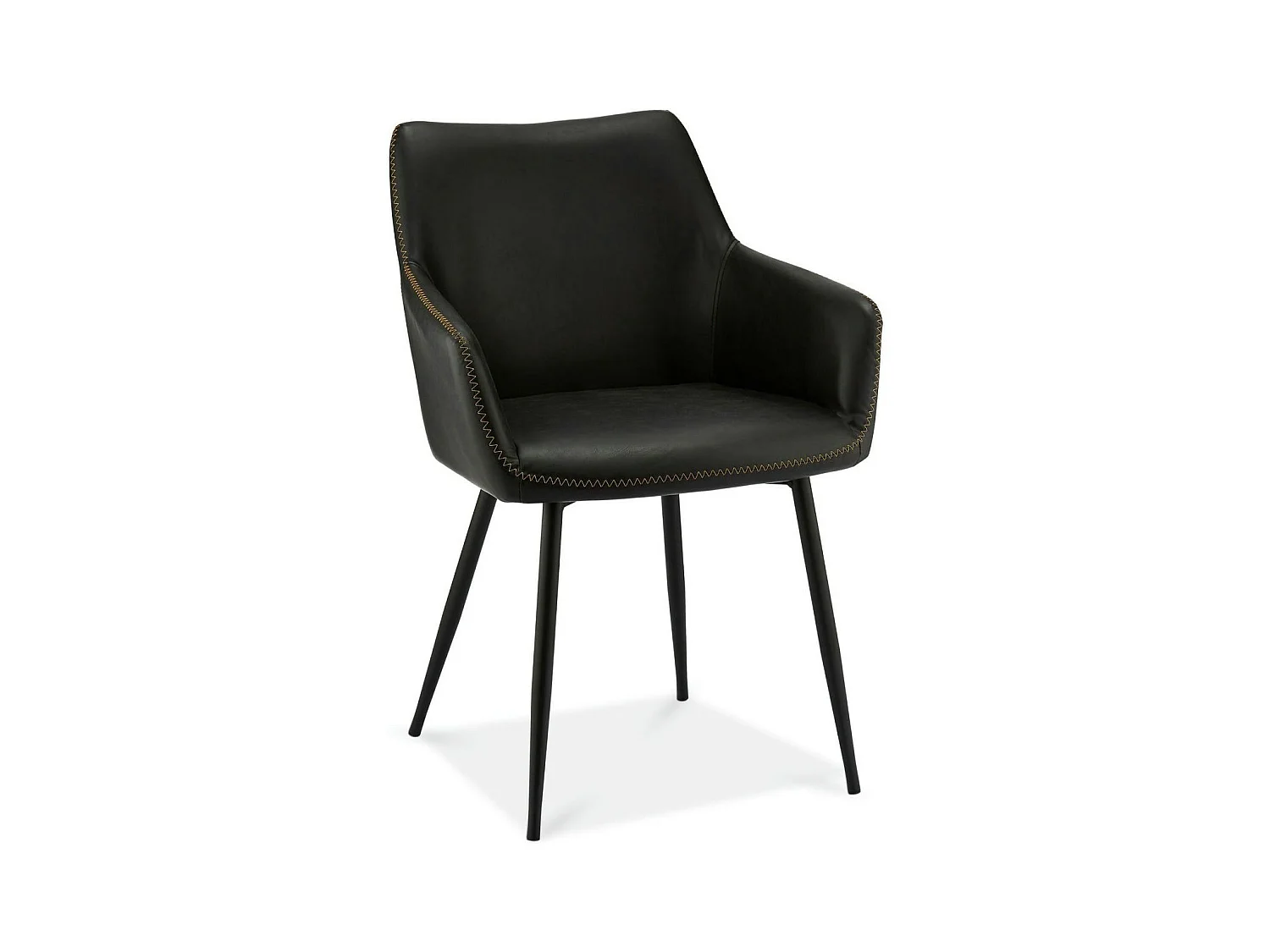 Esszimmerstuhl mit Armlehnen 2er Set Maria - Kunstleder & Metall - Schwarz