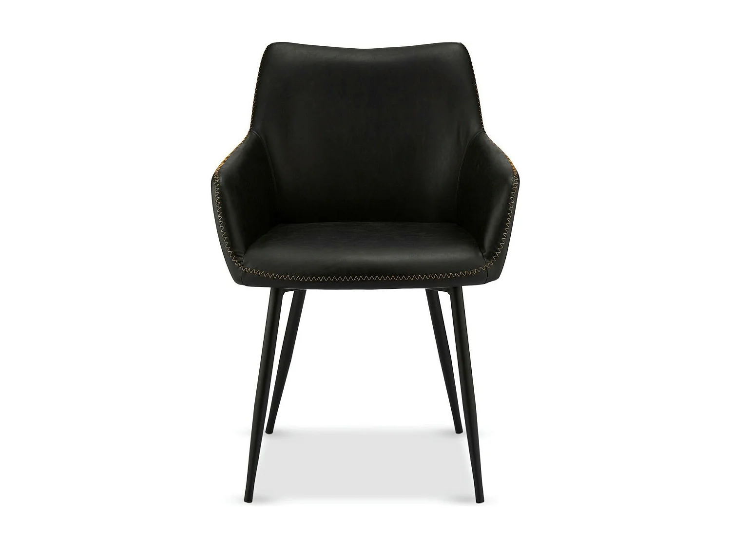 Esszimmerstuhl mit Armlehnen 2er Set Maria - Kunstleder & Metall - Schwarz