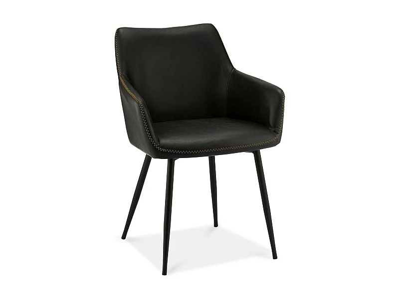 Ibbe Design Zwart Eetkamerstoelen in Kunstleer Maria Set van 2 Fauteuil Stoel Keukenstoel met Metalen Poten, Keuken Woonkamer Slaapkamer 56x56x81 cm