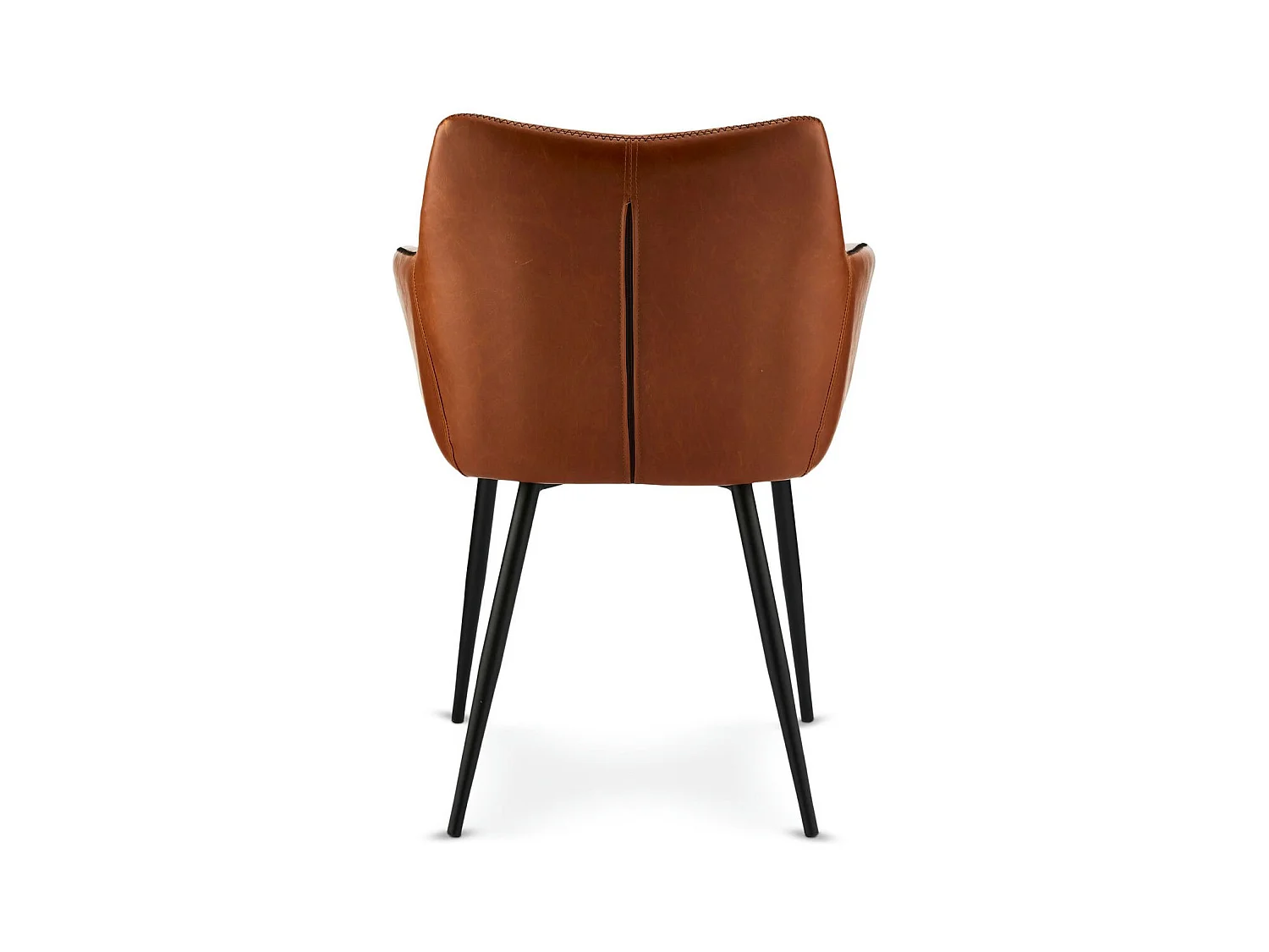 Esszimmerstuhl mit Armlehnen 2er Set Maria - Kunstleder & Metall - Braun