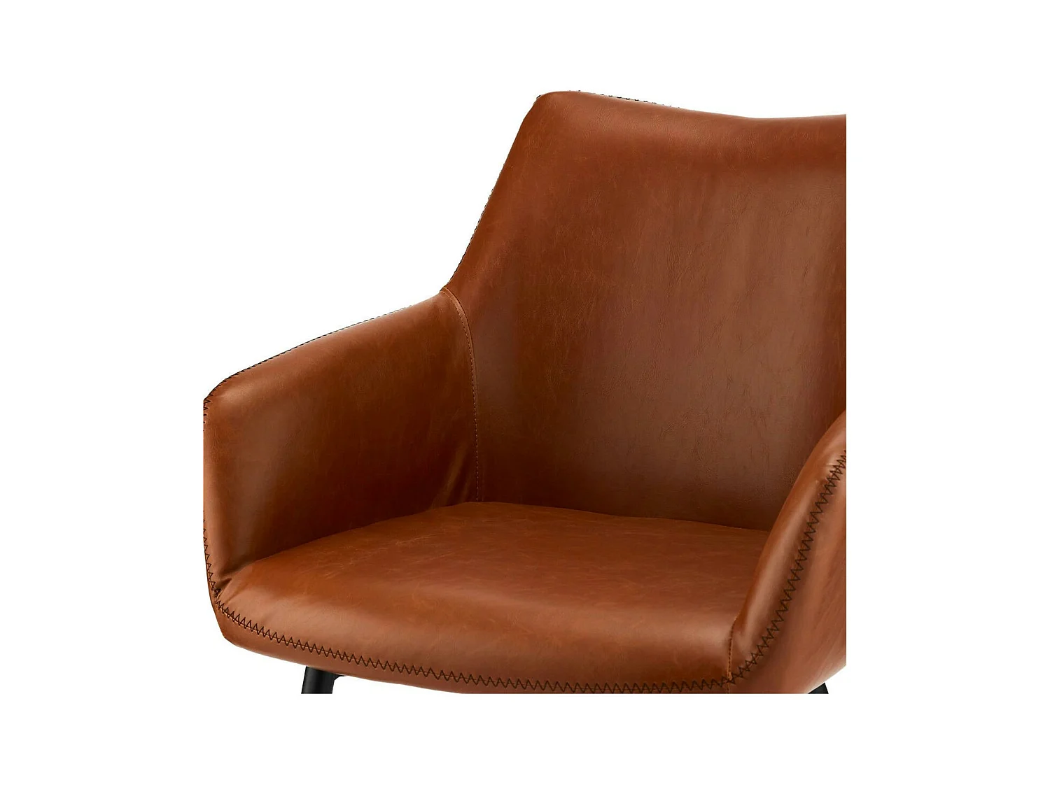 Esszimmerstuhl mit Armlehnen 2er Set Maria - Kunstleder & Metall - Braun