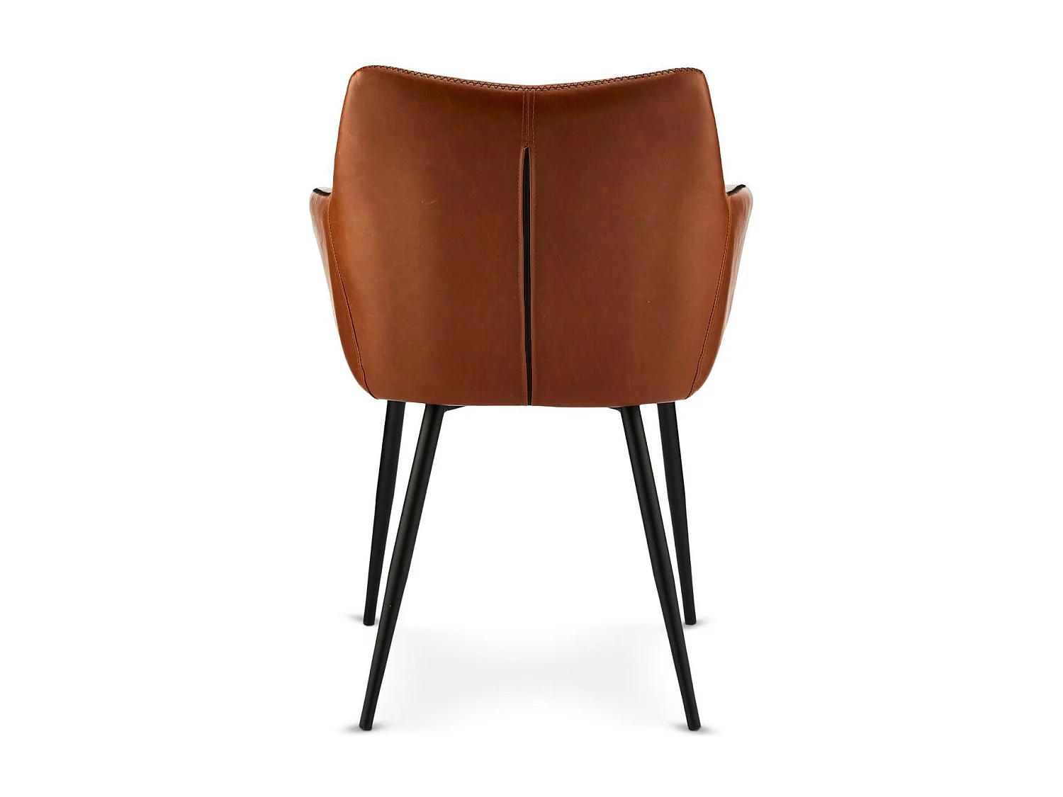 Lot de 2 chaises avec accoudoirs Maria - Simili et métal - Marron