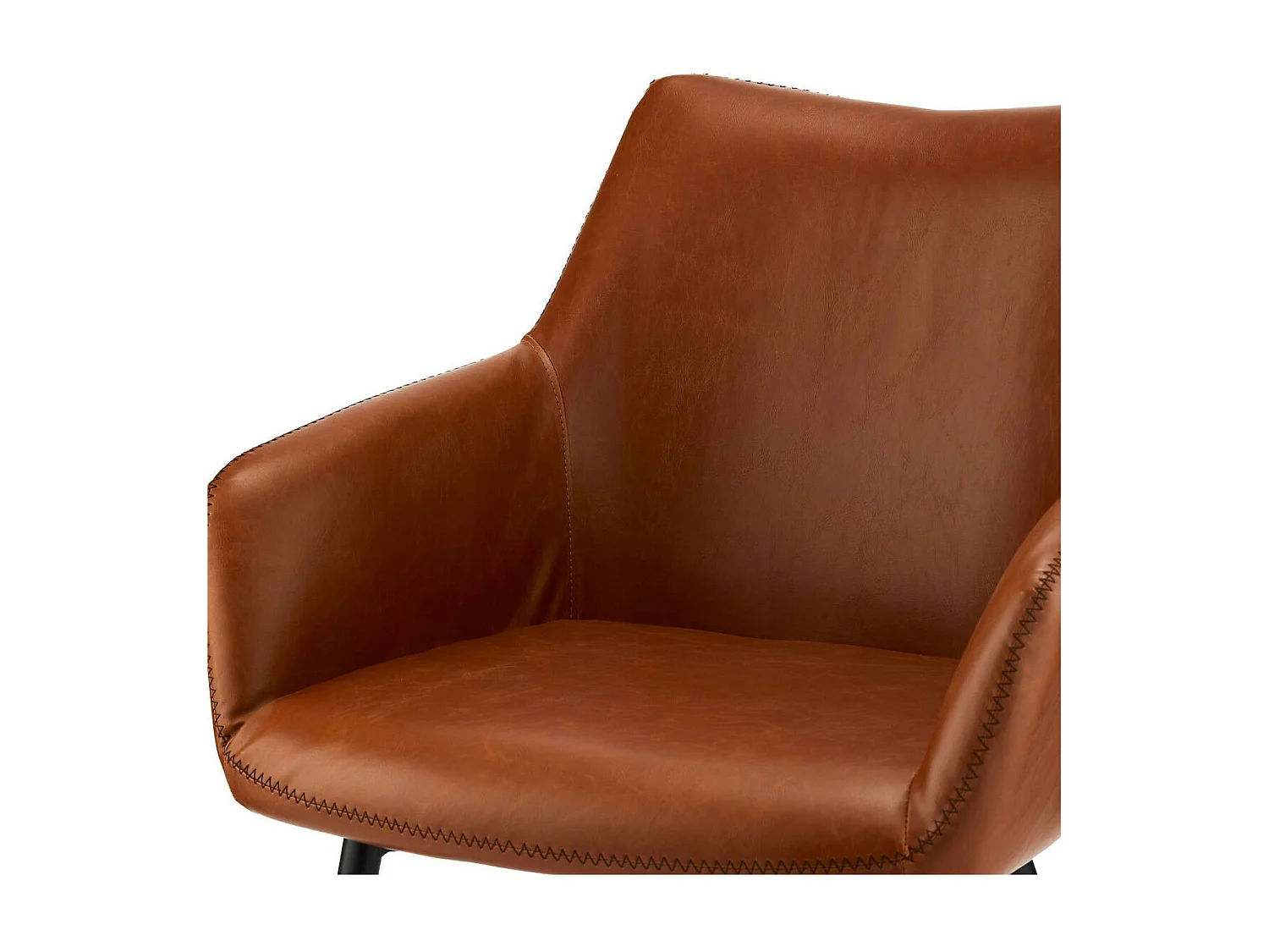 Lot de 2 chaises avec accoudoirs Maria - Simili et métal - Marron