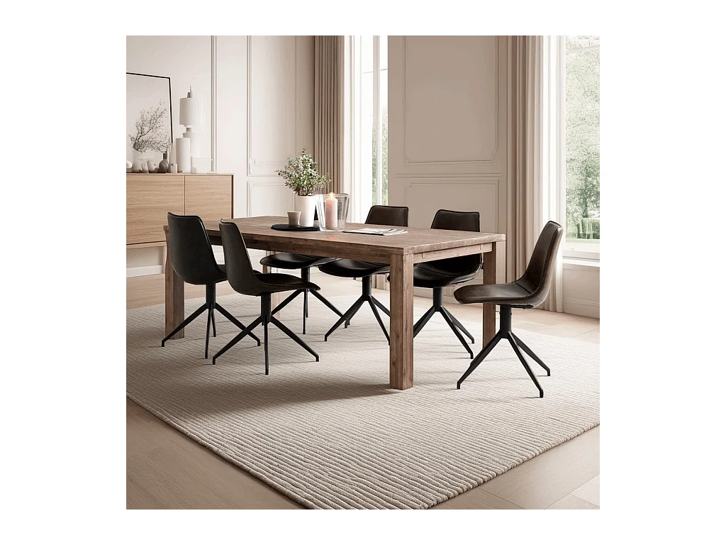 Lot de 2 chaises pivotantes Isabel - Simili et métal - Marron