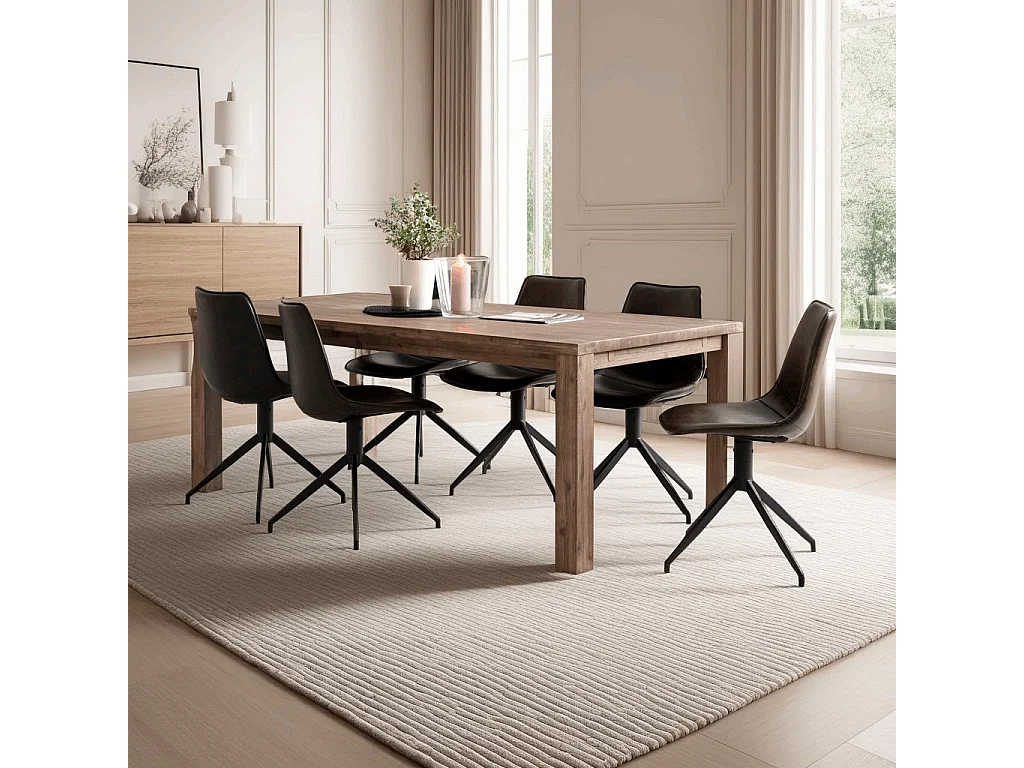 Lot de 2 chaises pivotantes Isabel - Simili et métal - Marron