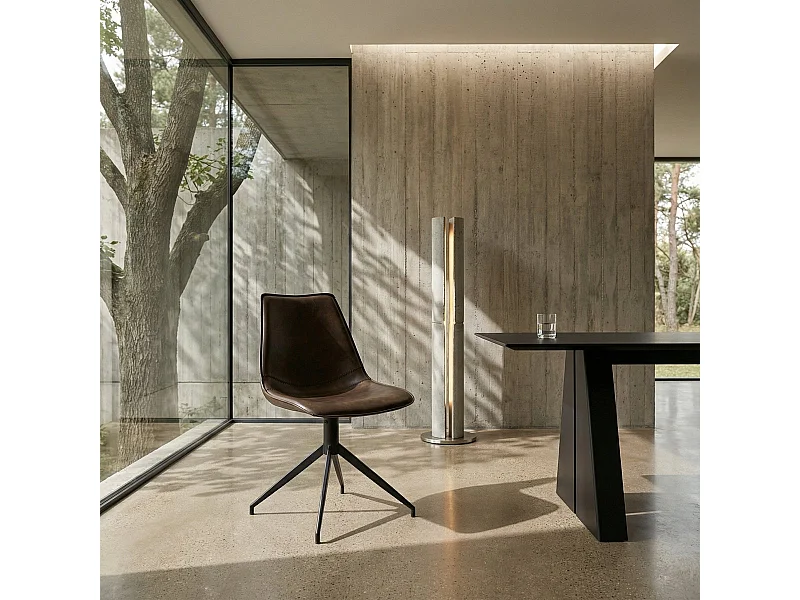 Ibbe Design Bruin Draaibare Eetkamerstoelen Isabel Set van 2 Keukenstoel met Metalen Poten, Keuken Woonkamer Slaapkamer 57x48x85 cm