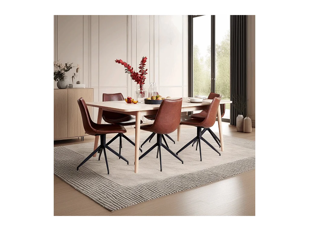 Ibbe Design Bruin Draaibare Eetkamerstoelen Isabel Set van 2 Keukenstoel met Metalen Poten, Keuken Woonkamer Slaapkamer 57x48x85 cm
