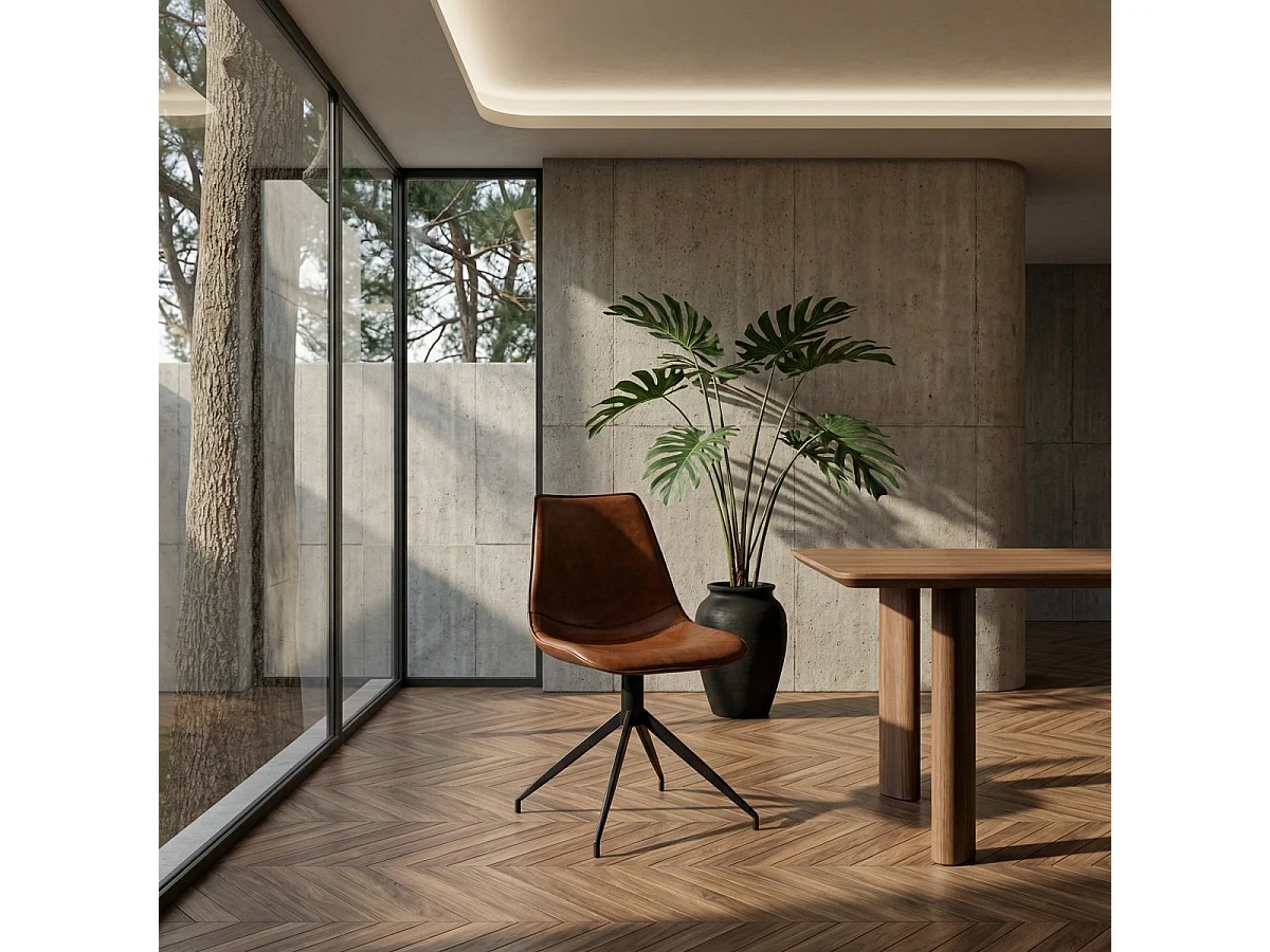 Ibbe Design Bruin Draaibare Eetkamerstoelen Isabel Set van 2 Keukenstoel met Metalen Poten, Keuken Woonkamer Slaapkamer 57x48x85 cm