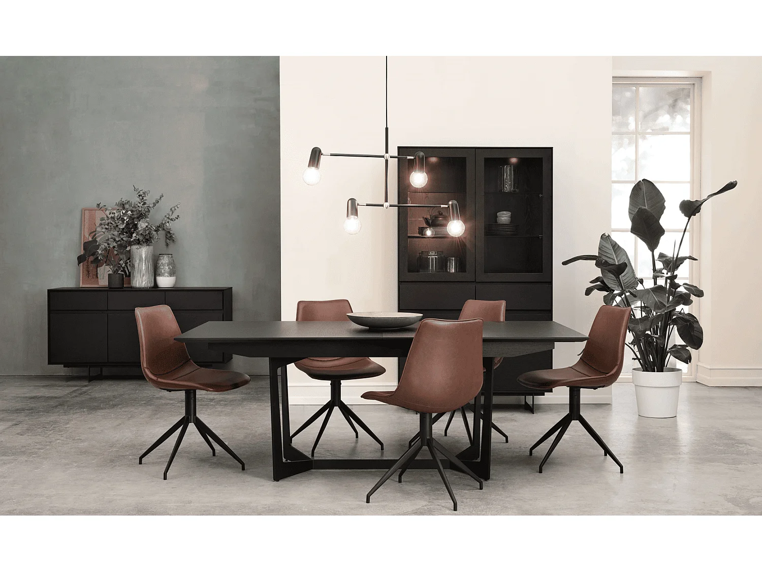 Ibbe Design Bruin Draaibare Eetkamerstoelen Isabel Set van 2 Keukenstoel met Metalen Poten, Keuken Woonkamer Slaapkamer 57x48x85 cm