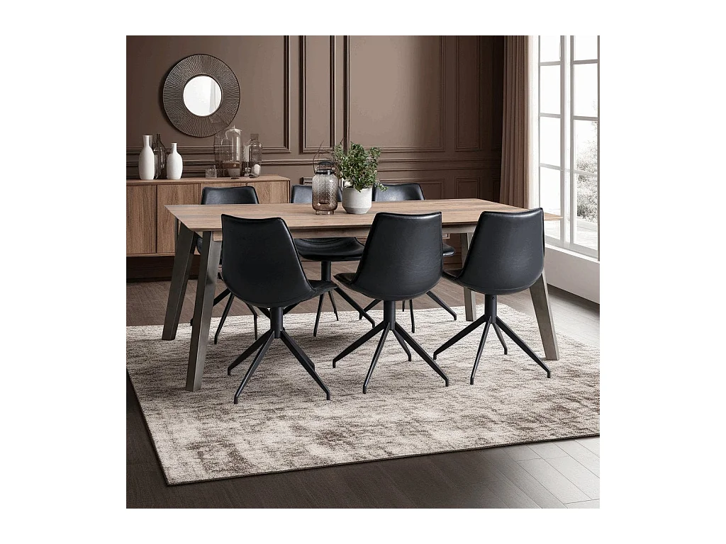 Ibbe Design Zwart Draaibare Eetkamerstoelen Isabel Set van 2 Keukenstoel met Metalen Poten, Keuken Woonkamer Slaapkamer 57x48x85 cm